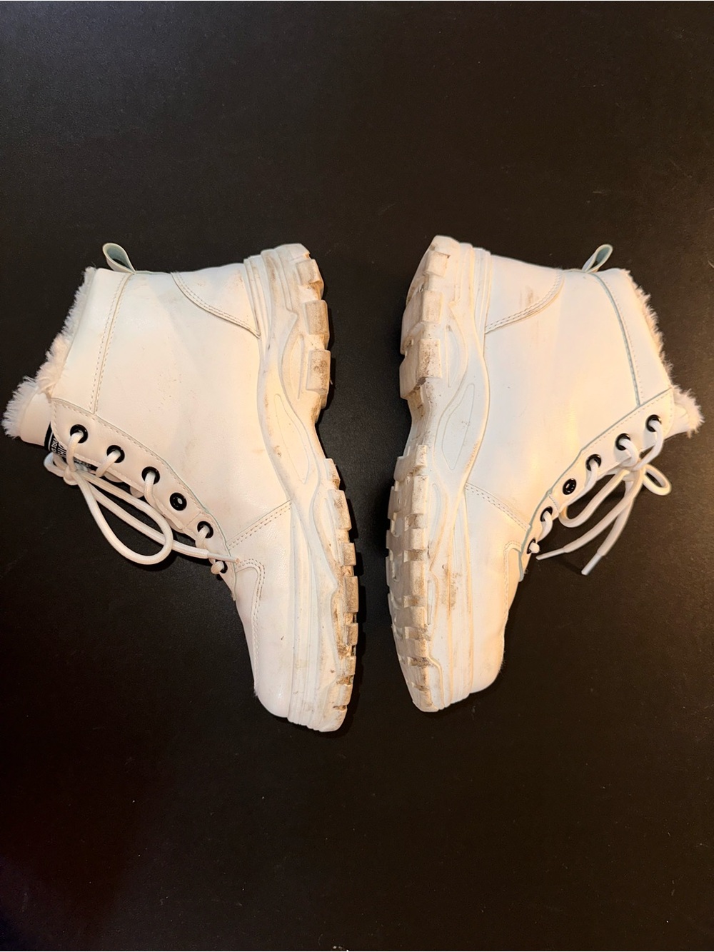 ⭐️ White Fashion Fleece Lined High-Top Chunky Sneakers (fit 9.5) - Picture 4 of 9